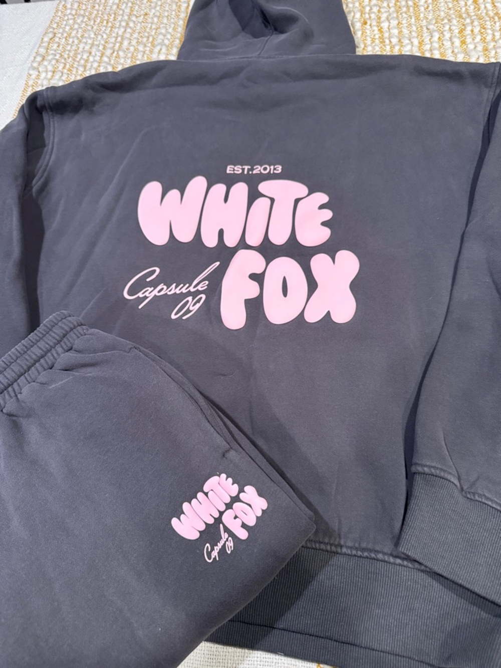 White Fox Boutique Black Hoodie & Matching sweats Sold as SET